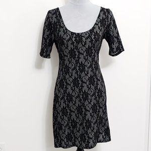 Lace Bodycon Black and Gray Dress NWT